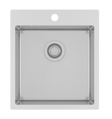 Ausmann Oder Blue rvs spoelbak 45x50cm vlakbouw en opbouw met kraangatbank 1208957117