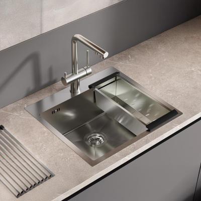 Ausmann Oder Blue rvs spoelbak 55x50cm vlakbouw en opbouw met kraangatbank 1208957118