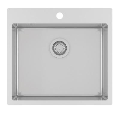 Ausmann Oder Blue rvs spoelbak 55x50cm vlakbouw en opbouw met kraangatbank 1208957118