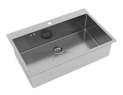 Ausmann Oder Blue grote rvs spoelbak 79x50cm vlakbouw en opbouw met kraangatbank 1208957119