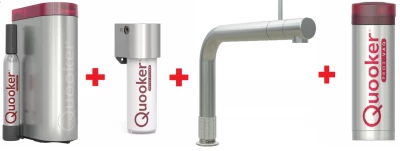 Quooker Front RVS PRO3 & CUBE Warm, koud, kokend, gefilterd, koud, bruisend water 3FRONTRVS+CUBE