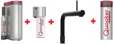 Quooker Front zwart PRO3 & CUBE Warm, koud, kokend, gefilterd, koud, bruisend water 3FRONTBLK+CUBE