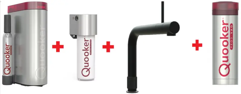 Quooker Front zwart PRO3 & CUBE Warm, koud, kokend, gefilterd, koud, bruisend water 3FRONTBLK+CUBE