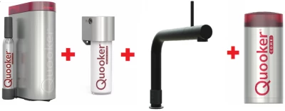 Quooker Front Zwart COMBI & CUBE Warm, koud, kokend, gefilterd, koud, bruisend water 22FRONTBLK+CUBE