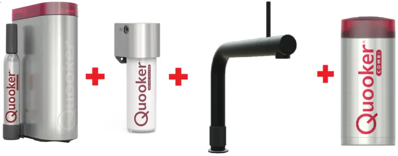 Quooker Front Zwart COMBI & CUBE Warm, koud, kokend, gefilterd, koud, bruisend water 22FRONTBLK+CUBE