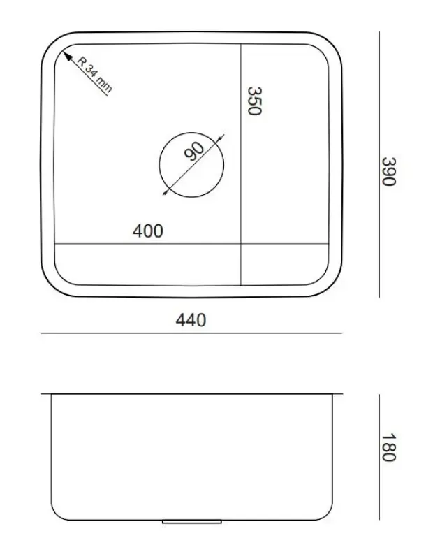 Aquadesign Oxford gouden PVD RVS spoelbak 40x35cm onderbouw 1208957203