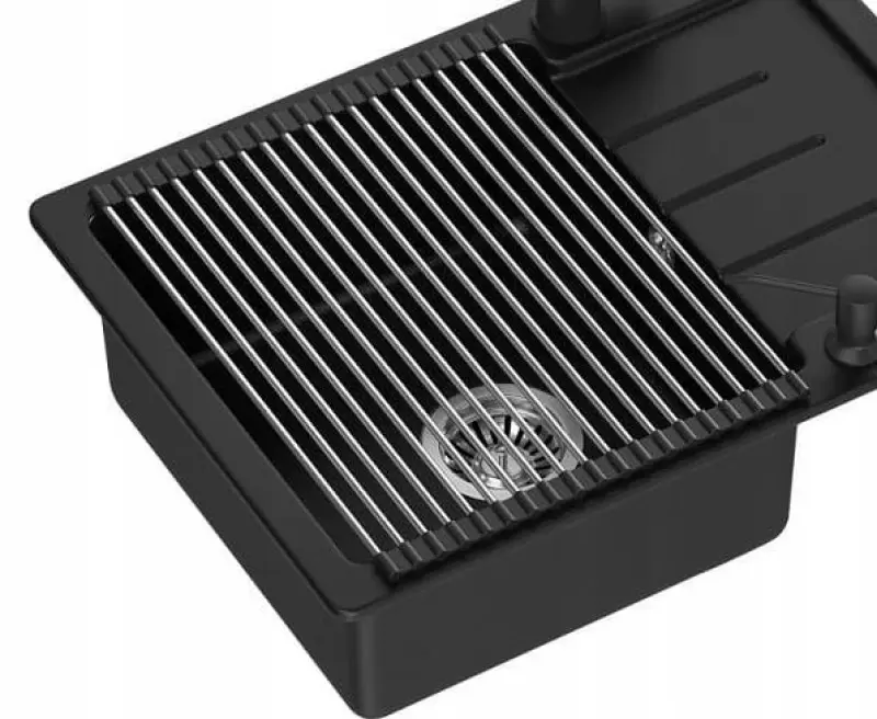 Quadri mat zwarte Rolmat over en voor in de spoelbak 43 x 32 cm 1208957222