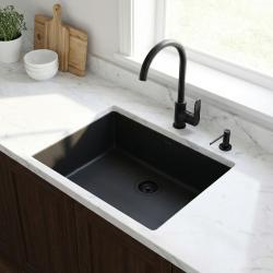 Combinatie set Spoelbak met keukenkraan en zeepdispenser mat zwart