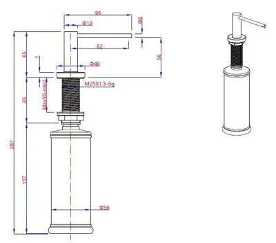 Combinatie set Spoelbak met keukenkraan en zeepdispenser geborsteld gun metal