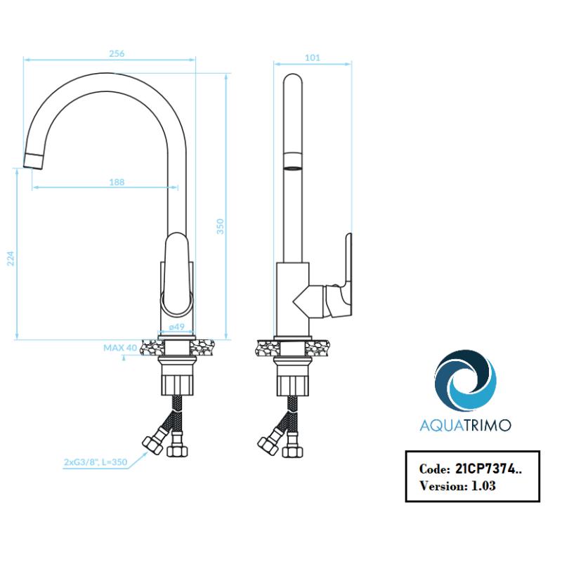 AquaTrimo Chopin eenhendel keukenmengkraan mat zwart 21CP7374SW