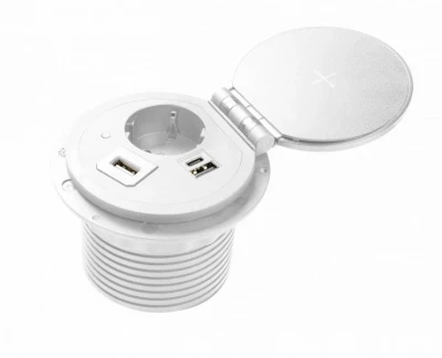 Indux Cover inbouw penaarde wit keuken stopcontact in werkblad met uitwisselbare aansluitingen 1208957398