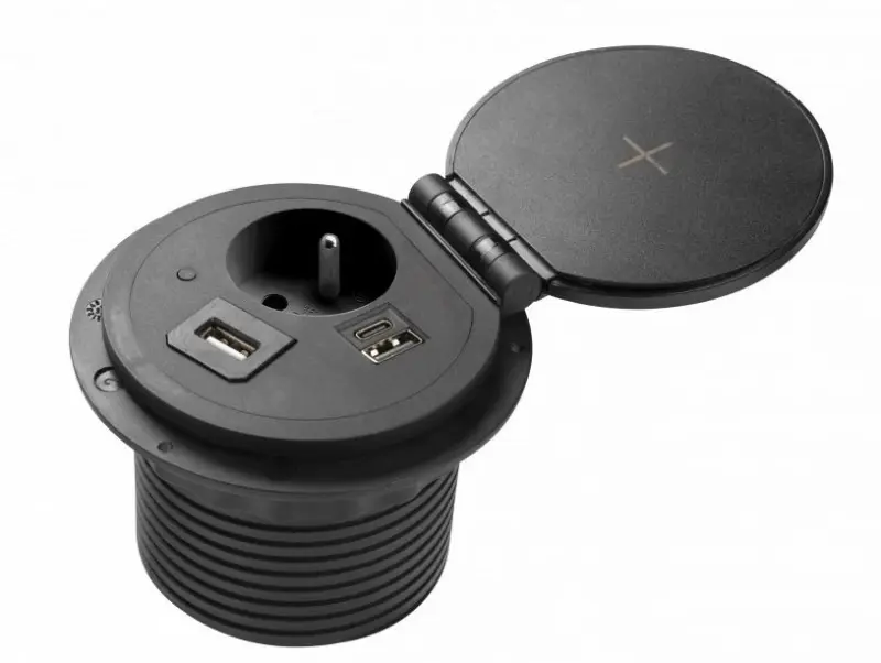 Indux Cover inbouw penaarde zwart keuken stopcontact in werkblad met uitwisselbare aansluitingen 12089573400