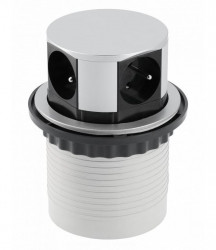 Indux Push verzinkbare penaarde zilveren keuken stopcontact in werkblad met 4 stopcontacten 1208957413