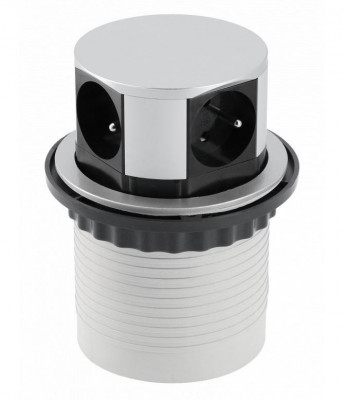 Indux Push verzinkbare penaarde zilveren keuken stopcontact in werkblad met 4 stopcontacten 1208957413