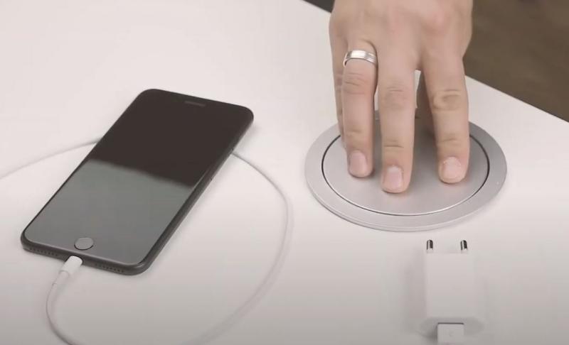 Indux Push verzinkbare penaarde zilveren keuken stopcontact in werkblad met 4 stopcontacten 1208957413