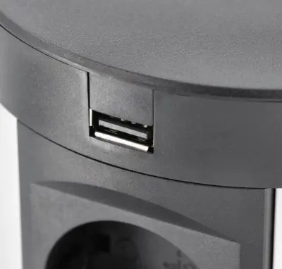 Indux Push verzinkbare randaarde keuken stopcontact zwart in werkblad met 4 stopcontacten, 2 x USB, 2 x RJ45 en draadloos opladen 1208957420