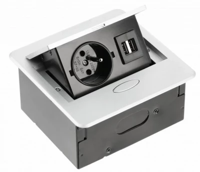 Indux Flip Small keuken stopcontact penaarde in het werkblad of bovenkast mat wit met 2 USB opladers 1208957426