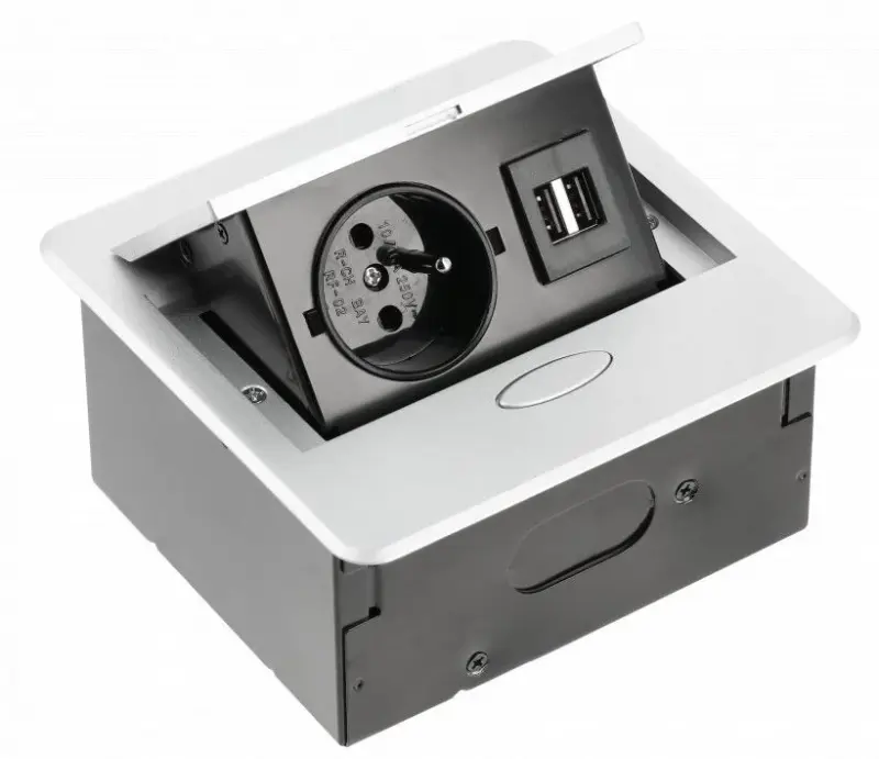 Indux Flip Small keuken stopcontact penaarde in het werkblad of bovenkast mat wit met 2 USB opladers 1208957426