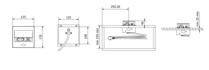 Indux Flip Small keuken stopcontact penaarde in het werkblad of bovenkast mat wit met 2 USB opladers 1208957426