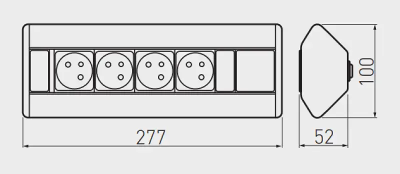 Indux Corner hoek keuken stopcontact met 3 penaarde stopcontacten en 2 USB opladers 1208957442