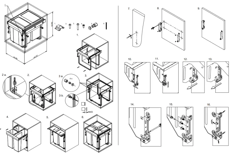 Garbi Carrier C-45-2-H inbouw afvalsysteem met eigen geleiders en 2 afvalbakken 2 x 20 Liter 1208957466