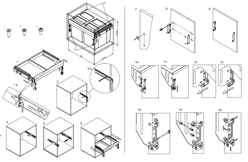 Garbi Carrier C-60-2 inbouw afvalsysteem met eigen geleiders en 2 afvalbakken 2 x 27 Liter 1208957468