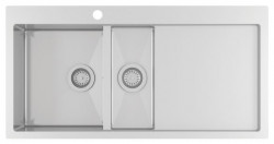 OUTLET Hoeken gebogen Ausmann Oder Blue 1,5 rvs spoelbak 100x51cm vlakbouw en opbouw met afdruipgedeelte 1208957486