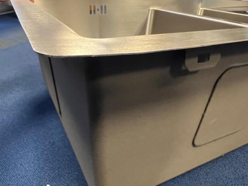 OUTLET Hoeken gebogen Ausmann Oder Blue 1,5 rvs spoelbak 100x51cm vlakbouw en opbouw met afdruipgedeelte 1208957486