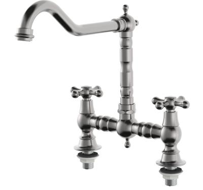AquaTrimo Windsor 2 gats  klassieke keuken nostalgische brug keukenkraan met haakse uitloop chroom 21WS7653CM