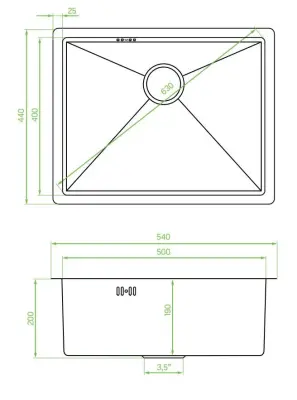 Aquadesign Sinks copper RVS spoelbak koper kleur PVD 50x40 onderbouw vlakbouw en opbouw 1208957700