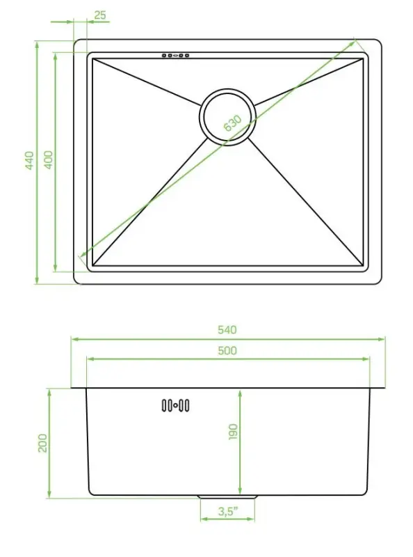 Aquadesign Sinks copper RVS spoelbak koper kleur PVD 50x40 onderbouw vlakbouw en opbouw 1208957700