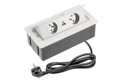 Indux Flip Medium keuken stopcontact penaarde in het werkblad of bovenkast wit met 2 stopcontacten en 2 USB opladers 1208957849
