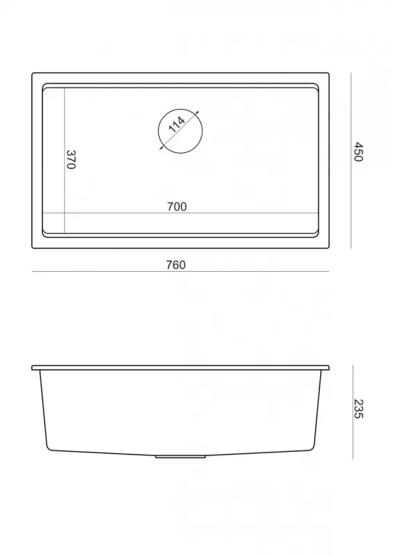Quadri Newport II grote en diepe spoelbak graniet opbouw en onderbouw zwart spoelbak 76x45 1208957855