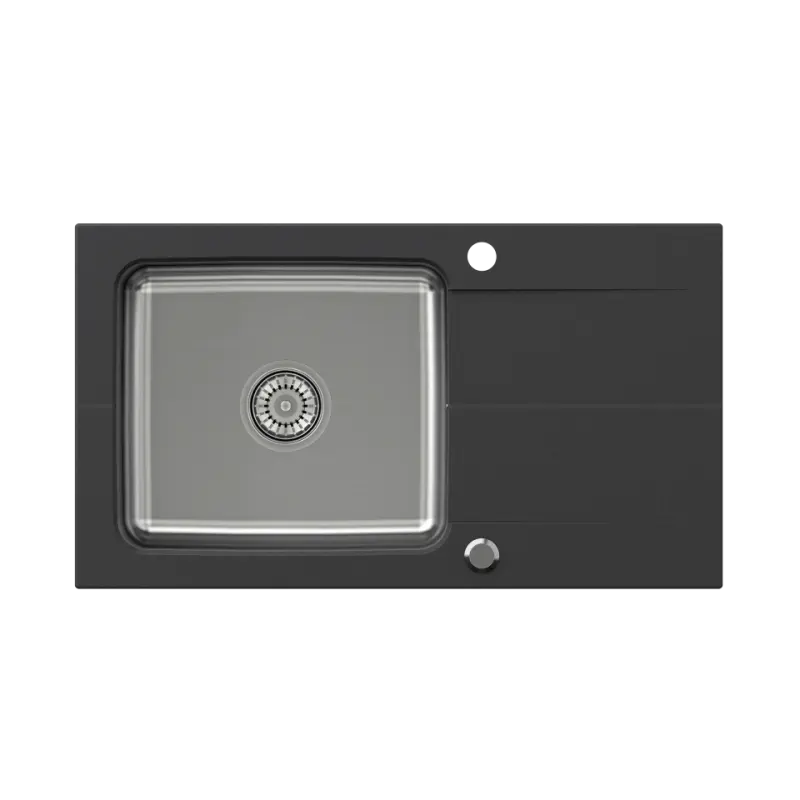 Quadri Fusion opbouw rvs spoelbak met onyx graniet afdruipgedeelte 78x44 omkeerbaar 1208957871