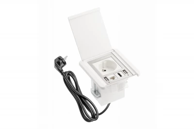 Indux Flip mat wit penaarde inbouw Stopcontact met 2xUSB A, 1xRJ45 en HDMI aansluiting 1208957916