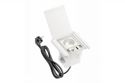 Indux Flip mat wit randaarde inbouw Stopcontact met 2xUSB A, 1xRJ45 en HDMI aansluiting 1208957919