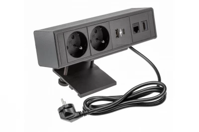 Indux Desk buro of tafel mat zwarte penaarde stopcontact (2x) met  1xUSB A, 1xUSB C, 1xRJ45 en 1xHDMI 1208957920