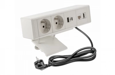 Indux Desk buro of tafel mat wit penaarde stopcontact (2x) met 1xUSB A, 1xUSB C, 1xRJ45 en 1xHDMI 1208957921