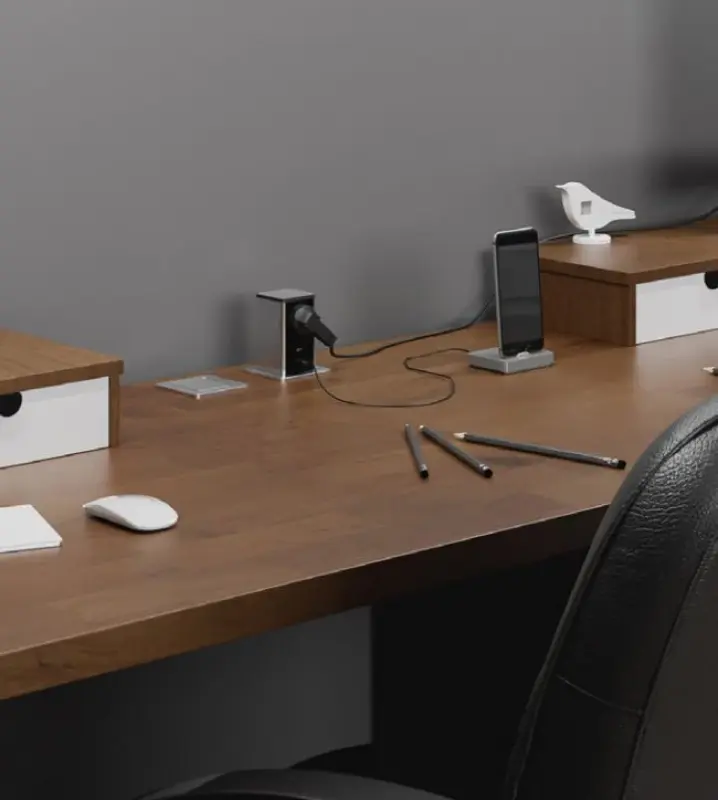 Indux Push uitschuifbare zwarte randaarde stopcontact met 1xUSB A en 1xUSB C met RVS deksel 1208957930