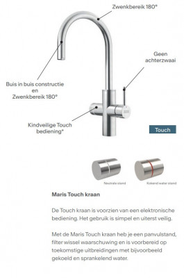 Franke Maris water hub 4L boiler 3-1 met Touch electronische kokend water kraan RVS 160.0702.531