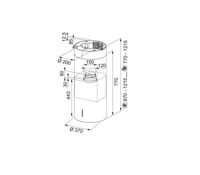 Franke Mythos Tube vrijhangende mat zwart afzuigkap plafondbevestiging 37cm doorsnee 335.0588.180