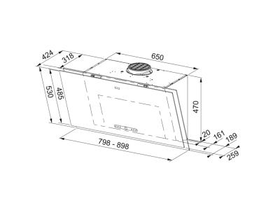 Franke Maris 2.0 Pro verticaal zwart glas afzuigkap 80cm 330.0682.358