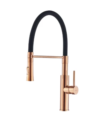 Aquadesign eenhendel keukenmengkraan goud/zwart met flexibele uitloop 1208958223