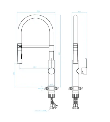 Aquadesign eenhendel keukenmengkraan zwart met flexibele uitloop 1208958224