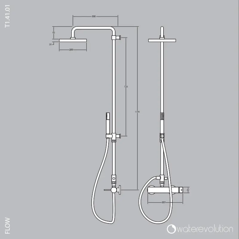 Waterevolution Flow douchecombinatie met thermostaat en regendouche PVD goud  White Gold T141TWGE