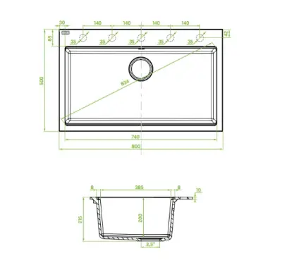 Aquadesign Natura granieten opbouw spoelbak wit 80x50cm 1208958277