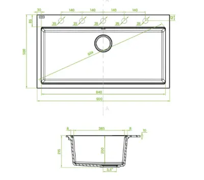 Aquadesign Natura grote granieten opbouw spoelbak wit 90x50cm 1208958279