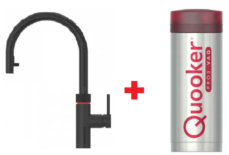 Quooker Flex Gun Metal PRO3 & CUBE Warm, koud, kokend, gefilterd, koud, bruisend water 3XGME+CUBE