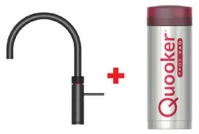 Quooker Fusion Round Gun Metal PRO3 & CUBE Warm, koud, kokend, gefilterd, koud, bruisend water 3FRGME+CUBE