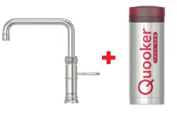 Quooker Classic Fusion Square Chroom PRO3 & CUBE Warm, koud, kokend, gefilterd, koud, bruisend water 3CFSCHR+CUBE